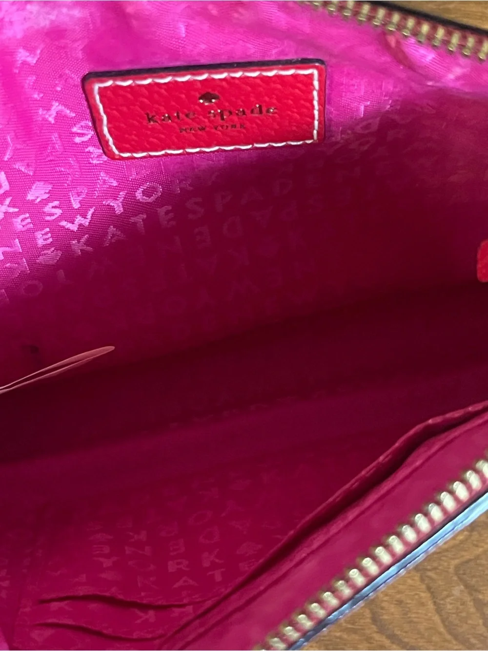 Kate Spade New York Red Pebbled Leather Wristlet Zip Pouch